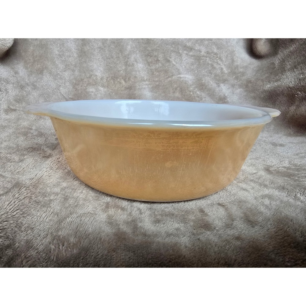 Vintage Fire-King Peach Lustre Milk Glass Casserole Dish Anchor Hocking USA